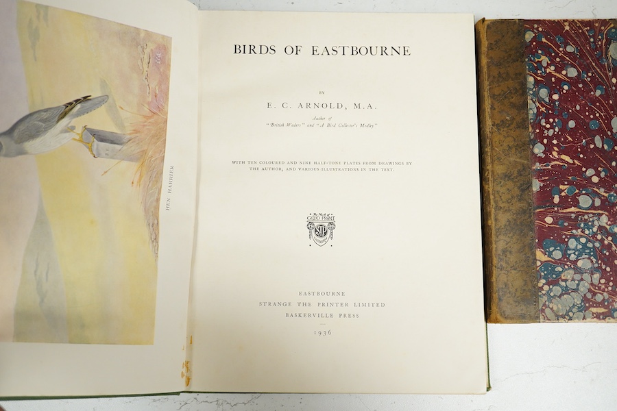 East-Bourn & Environs Guide, 1799 and Arnold - Birds of Eastbourne, 1936. Condition - poor to good